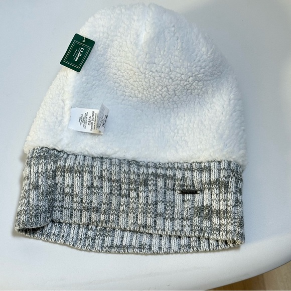L.L. Bean Gray Knit Beanie with Pom-Pom One Size Striped Lined MWT  Unisex - Picture 9 of 10